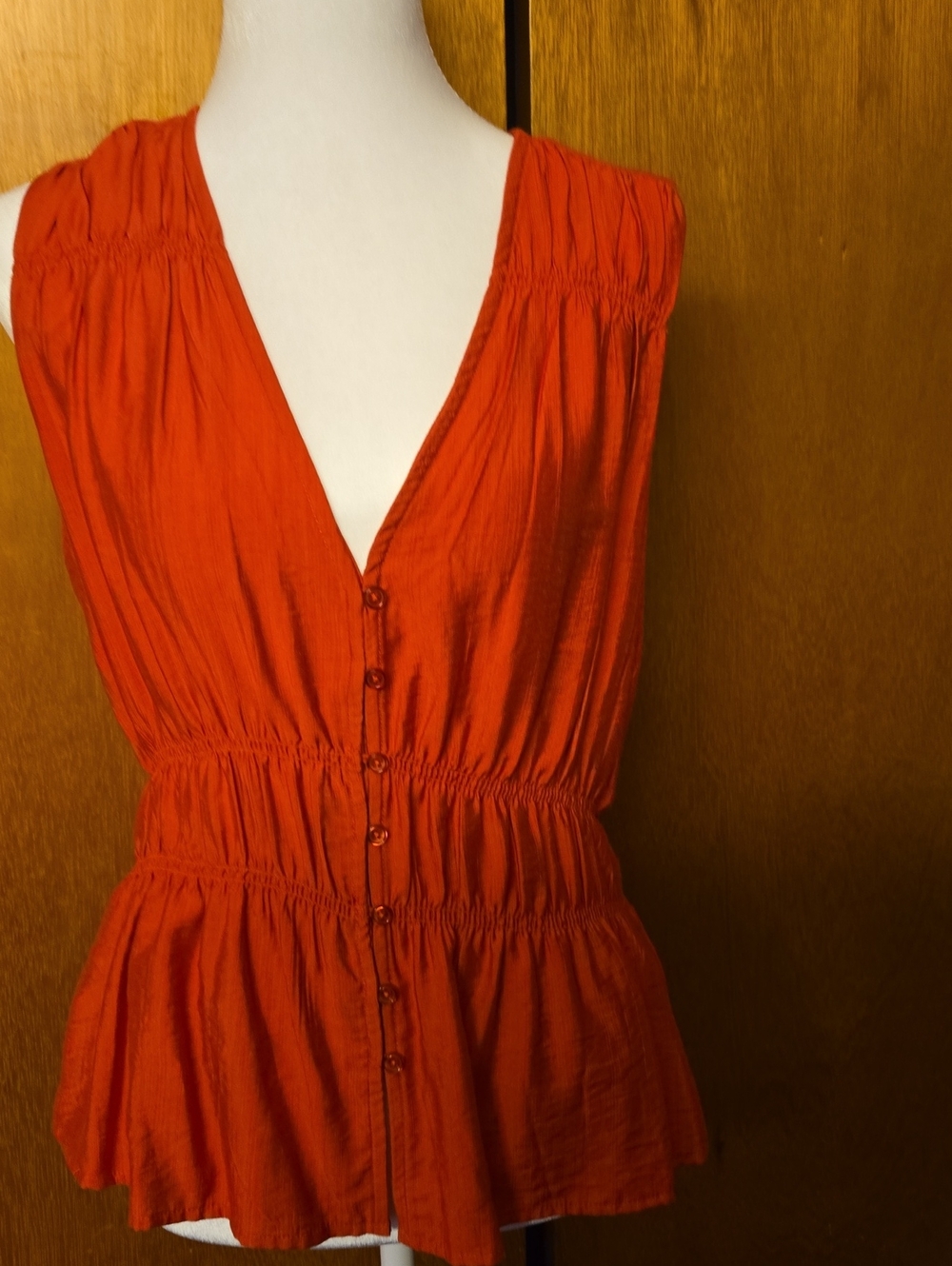 RACHEL Rachel Roy Bright Orange Sleeveless Blouse